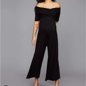 A Pea in the Pod Off The Shoulder Maternity Jumpsuit